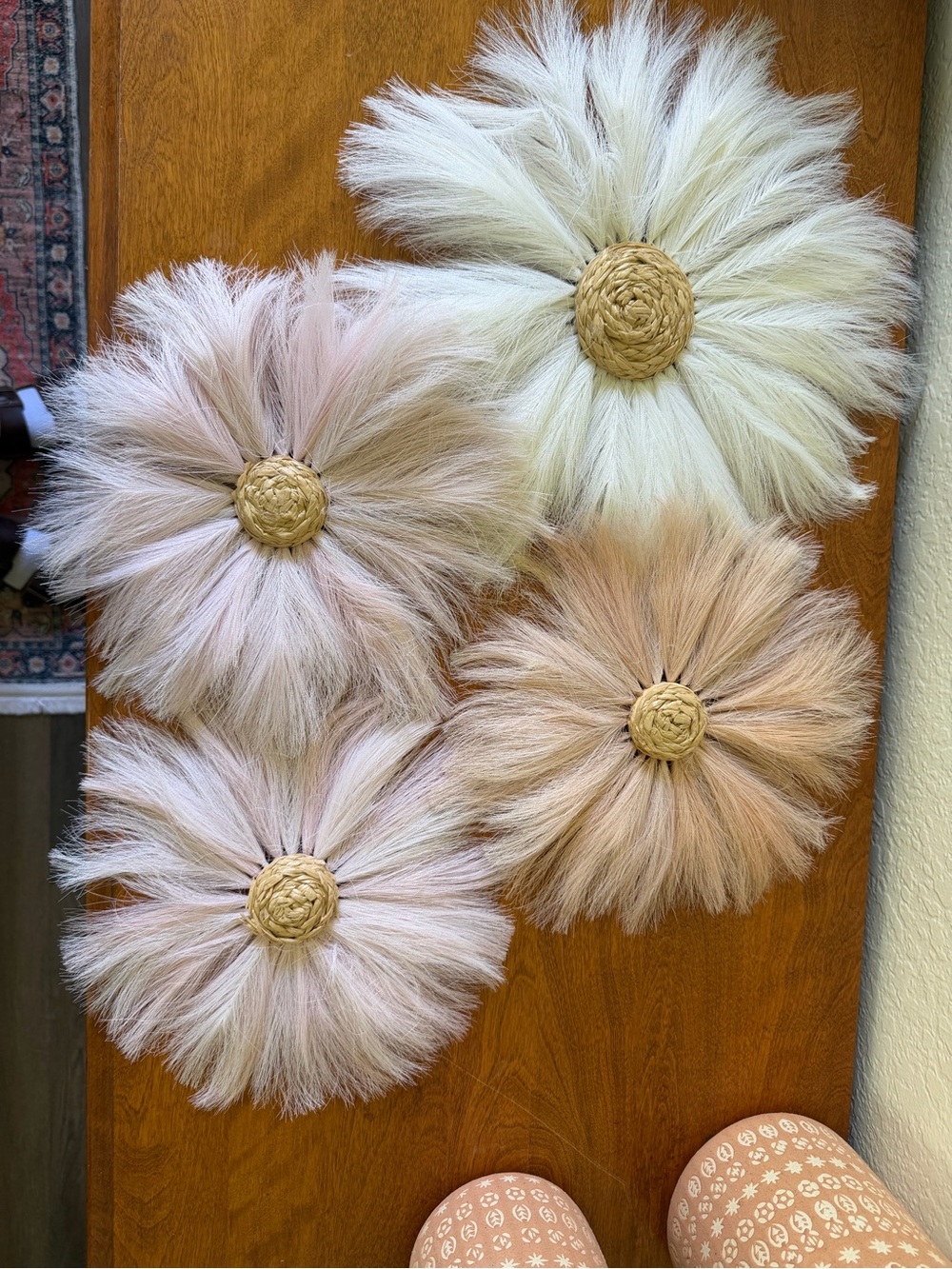 Hobby Lobby Feather Wall Blooms in Cream, Blush, Tan